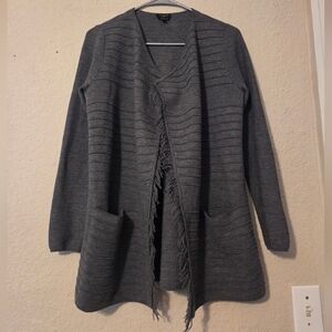 Talbots Charcoal Cardigan with Fringe